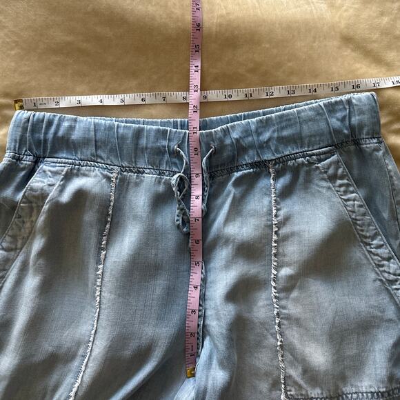 Cloth & Stone Tencel Pull On Chambray Cropped Pants Medium Drawstring - Picture 5 of 6